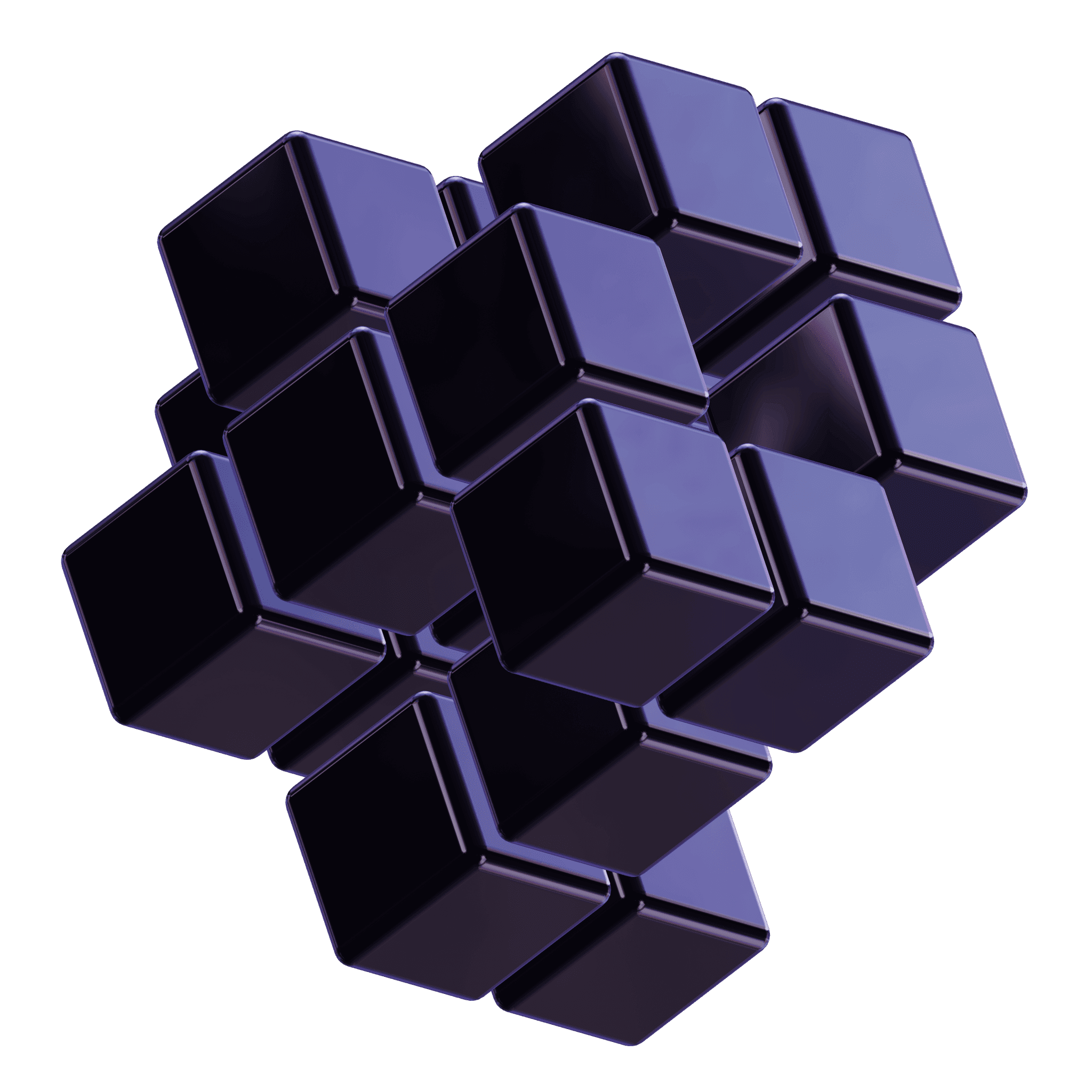 Iridescent 3D cube cluster representing composable agents